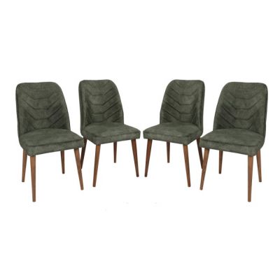 Set 4 scaune DALLAS, nuc + verde inchis, 50x49x90 cm