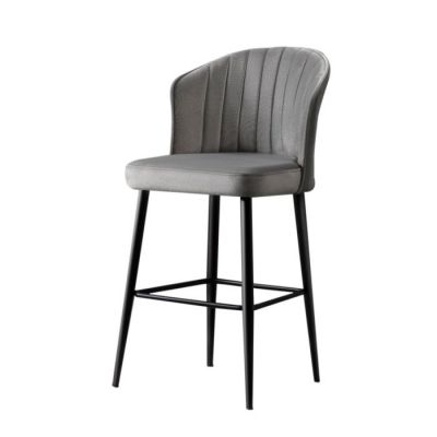 Set 4 scaune de bar RUBI, gri + negru, 52x42x97 cm