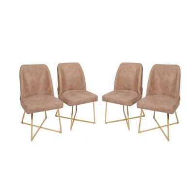 Set 4 scaune MADRID, auriu + maro, 50x49x90 cm