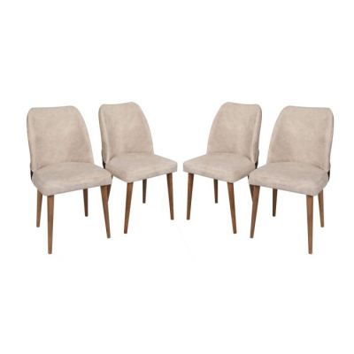 Set 4 scaune NOVA, crem + nuc, 50x49x90 cm