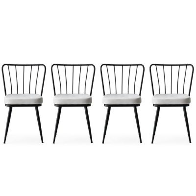 Set 4 scaune YILDIZ, negru, 43x42x82 cm