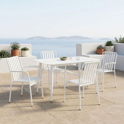 Set 5 masa si scaune gradina, Heven Vista, Alb, 70x120x72 cm