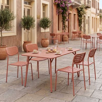 Set 5 masa si scaune gradina, Moraja Deraby, Terracotta, 80x140x72 cm