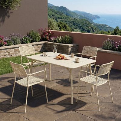 Set 5 masa si scaune gradina, Moraja Federal, Crem, 80x140x72 cm