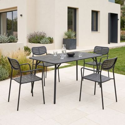 Set 5 masa si scaune gradina V1, Moraja Deraby, Negru, 80x140x72 cm