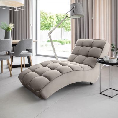 Sezlong living ELTAP, LOR-04LO, Loren, 170x85x85 cm, lemn/poliester, gri deschis