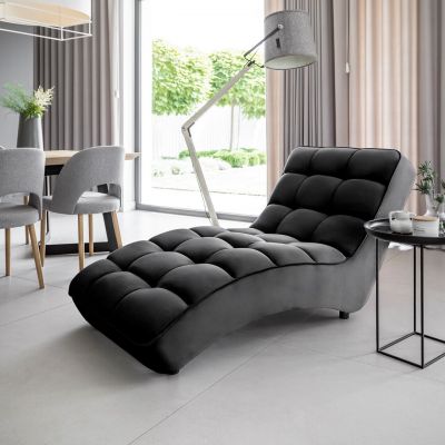 Sezlong living ELTAP, LOR-10LO, Loren, 170x85x85 cm, lemn/poliester, negru