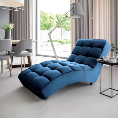 Sezlong living ELTAP, LOR-40LO, Loren, 170x85x85 cm, lemn/poliester, albastru inchis
