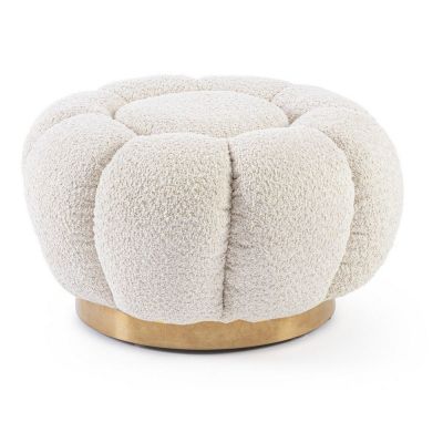 Taburet crem cu tapițerie din țesătură bouclé Florel – Bizzotto