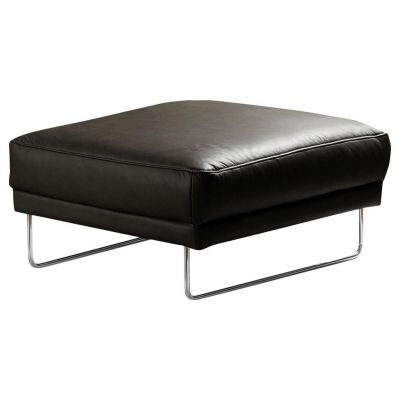 Taburet din piele, negru, culoare crom