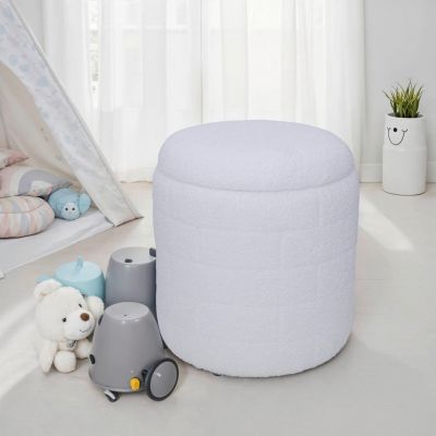 Taburet din textil, alb
