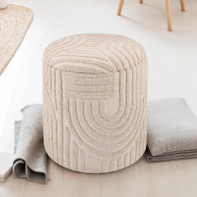 Taburet din textil, bej