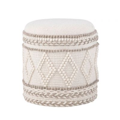 Taburet din textil, crem