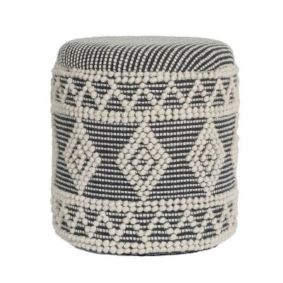 Taburet din textil, crem, negru