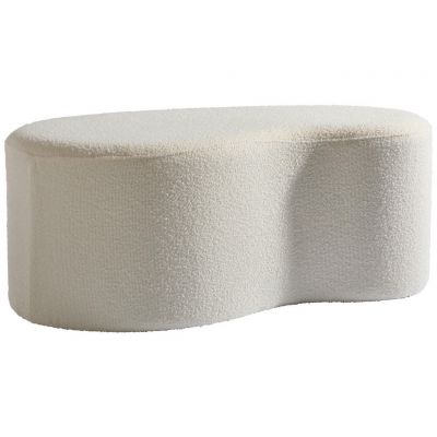 Taburet din textil, material pe bază de lemn, alb
