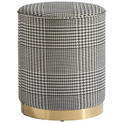 Taburet din textil, material pe bază de lemn, negru