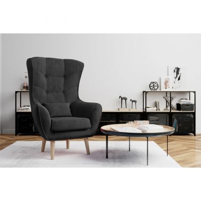 Fotoliu ELTAP, Arti, 80x91x105 cm, lemn/poliester, gri inchis