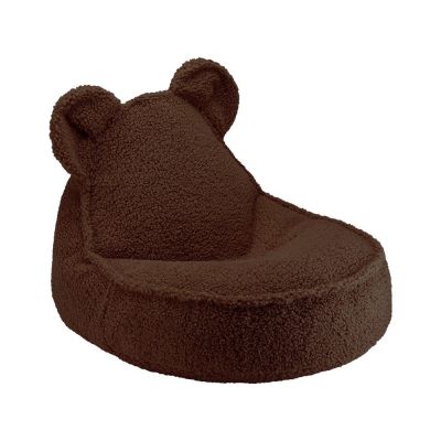 Fotoliu puf pentru copii maro închis cu tapițerie din țesătură bouclé Warm Hazel – Wigiwama