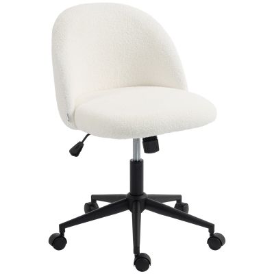 HOMCOM Scaun de birou rotativ cu Teddy-Fleece, reglabil pe înălțime, cu roți, spumă confort, crem | Aosom Romania