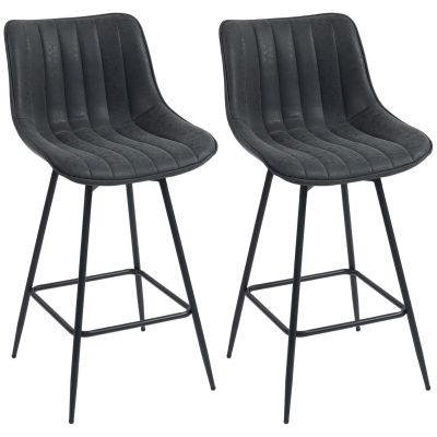 HOMCOM Set de 2 scaune înalte, scaune rotative 68 cm cu spătar pentru insula de bucătărie, sufragerie, Negru | Aosom Romania