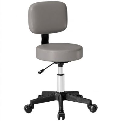 HOMCOM Taburet masaj cu roți, reglabil pe înălțime, pivotant, cu spătar ergonomic, gri | Aosom Romania