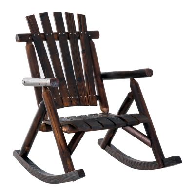 Outsunny Scaun Balansoar de Gradina Adirondack in Stil Country, Lemn de Brad 97x71x100cm Culoare Lemn Carbonizat