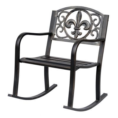 Outsunny Sdraio a dondolo da giardino poltrona antico relax  metallo bronzo 60 x 73 x 85cm