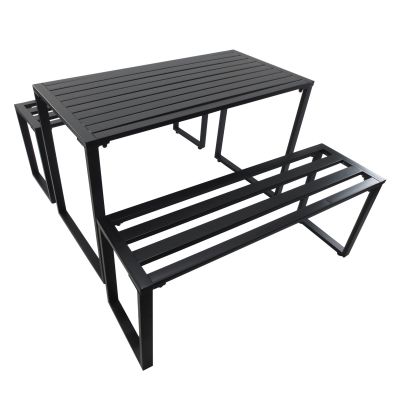 Outsunny Set da Picnic/Giardino/BarbecueTavolo con Panche in Metallo Nero