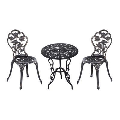 Outsunny Tavolo con sedia da giardino set da giardino in 3 pezzi, gruppo salotto, set da balcone, mobili da balcone, sedia da tavolo, Bronzo