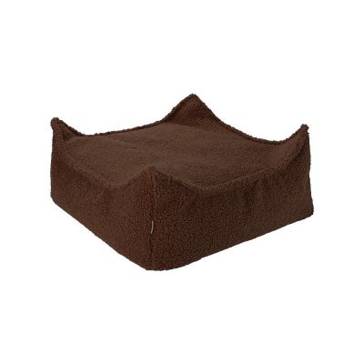 Puf pentru copii maro închis cu tapițerie din țesătură bouclé Warm Hazel – Wigiwama