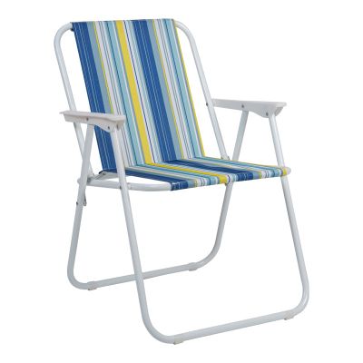 Scaun camping de plajă Jette, cu dungi roz alb, 53x56x73 cm