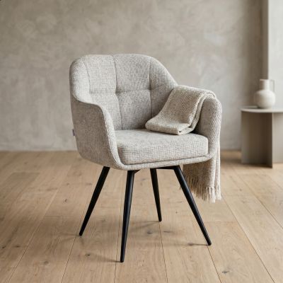 Scaun Comodo, Homla, 59x58x84 cm, metal/poliester, bej