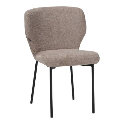 Scaun confortabil Mavier, Stil Modern, Stofă Gri-Bej, Picioare Metal, Negru, 48x62x82 cm