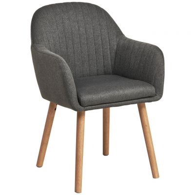 Scaun Cu Brațe din lemn, textil, culoare natur, gri închis