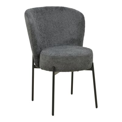 Scaun cu funcție Houlian, Stil Modern, Material textil antracit și metal, negru, 46x66x89 cm