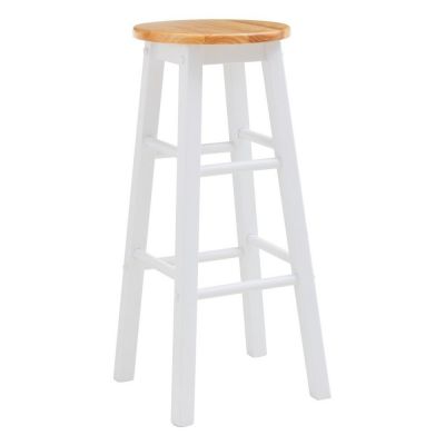 Scaun de bar alb/în culoare naturală din lemn de arbore de cauciuc (înălțime șezut 74 cm) Chester – Premier Housewares