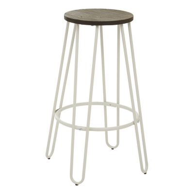 Scaun de bar alb/în culoare naturală din lemn de ulm (înălțime șezut 75 cm) District – Premier Housewares