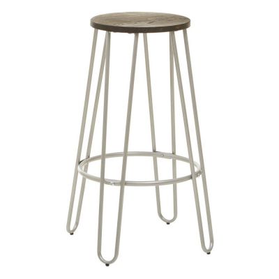 Scaun de bar argintiu/în culoare naturală din lemn de ulm (înălțime șezut 75 cm) District – Premier Housewares