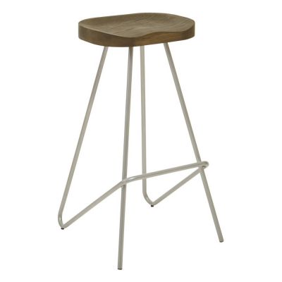 Scaun de bar argintiu/în culoare naturală din lemn de ulm (înălțime șezut 78 cm) District – Premier Housewares