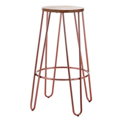 Scaun de bar în culoare naturală/roz auriu din lemn de ulm (înălțime șezut 75 cm) District – Premier Housewares