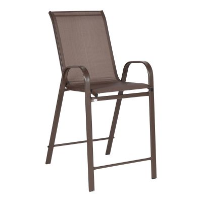 Scaun de bar mediu Calan, metal si textilena, Gri inchis - Maro inchis - Maro deschis, 55x70x114 cm