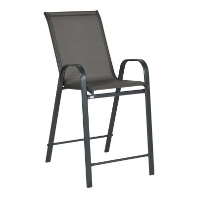 Scaun de bar mediu Calan, metal si textilena, Gri inchis - Maro inchis - Maro deschis, 55x70x114 cm