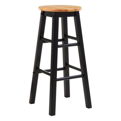 Scaun de bar negru/în culoare naturală din lemn de arbore de cauciuc (înălțime șezut 74 cm) Chester – Premier Housewares