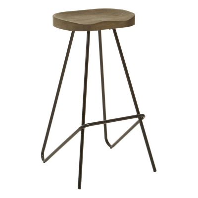 Scaun de bar negru/în culoare naturală din lemn de ulm (înălțime șezut 78 cm) District – Premier Housewares