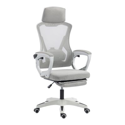 Scaun de birou managerial Meton, Alb - Gri, 48x60x128 cm