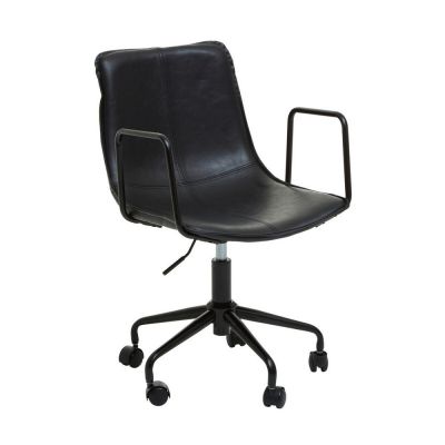 Scaun de birou negru din imitație de piele Branson – Premier Housewares