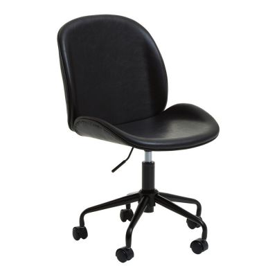 Scaun de birou negru din imitație de piele Clinton – Premier Housewares