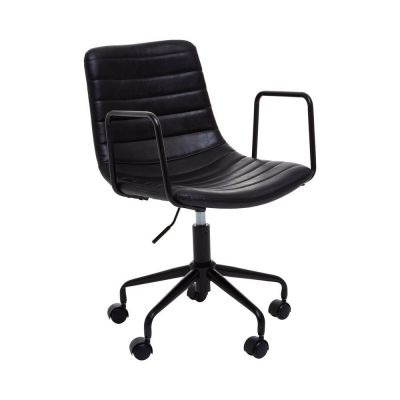 Scaun de birou negru din imitație de piele Forbes – Premier Housewares