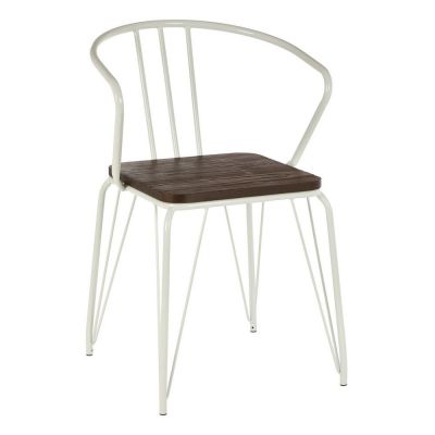 Scaun de dining alb/în culoare naturală din lemn de ulm District – Premier Housewares