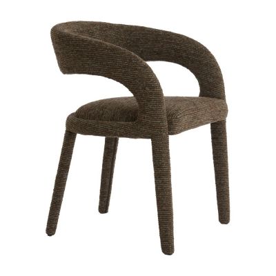 Scaun de dining maro închis cu cotiere tapițat Kyran – Light & Living